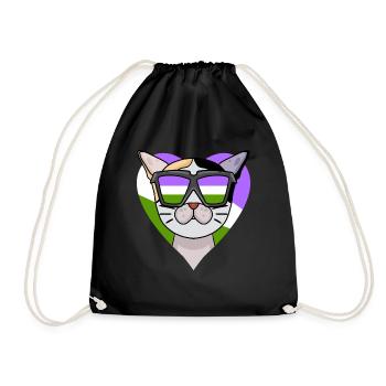 Genderqueer Chat Lgbt Bobtail japonais - Sac de sport léger - noir - Devant