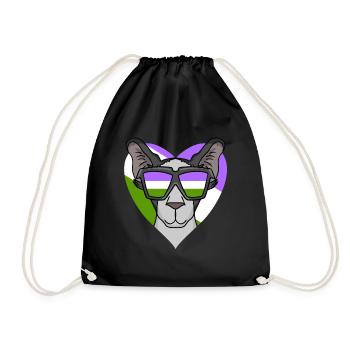 Genderqueer Lgbt Cat Oriental Shorthair - Drawstring Bag - black - Front