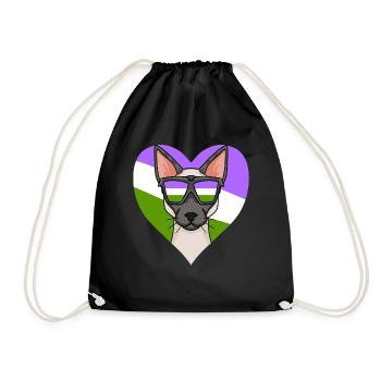 Genderqueer Lgbt Cat Siamese Cat - Drawstring Bag - black - Front