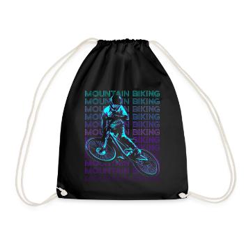 Mountain Biking MTB Biker Mountain Bike Retro - Drawstring Bag - black - Front
