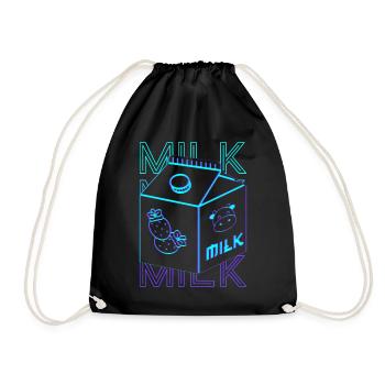 Japanese Strawberry Milk Carton Retro - Drawstring Bag - black - Front