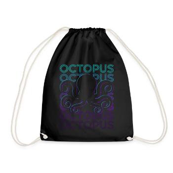 Oktopus Retro - Turnbeutel - Schwarz - Vorne