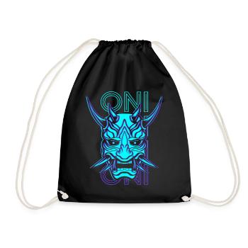 Oni Mask Japanese Yoaki Demon Mask Retro - Drawstring Bag - black - Front