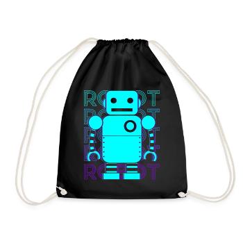 Roboter Retro - Turnbeutel - Schwarz - Vorne