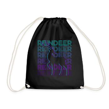 Reindeer Retro - Drawstring Bag - black - Front
