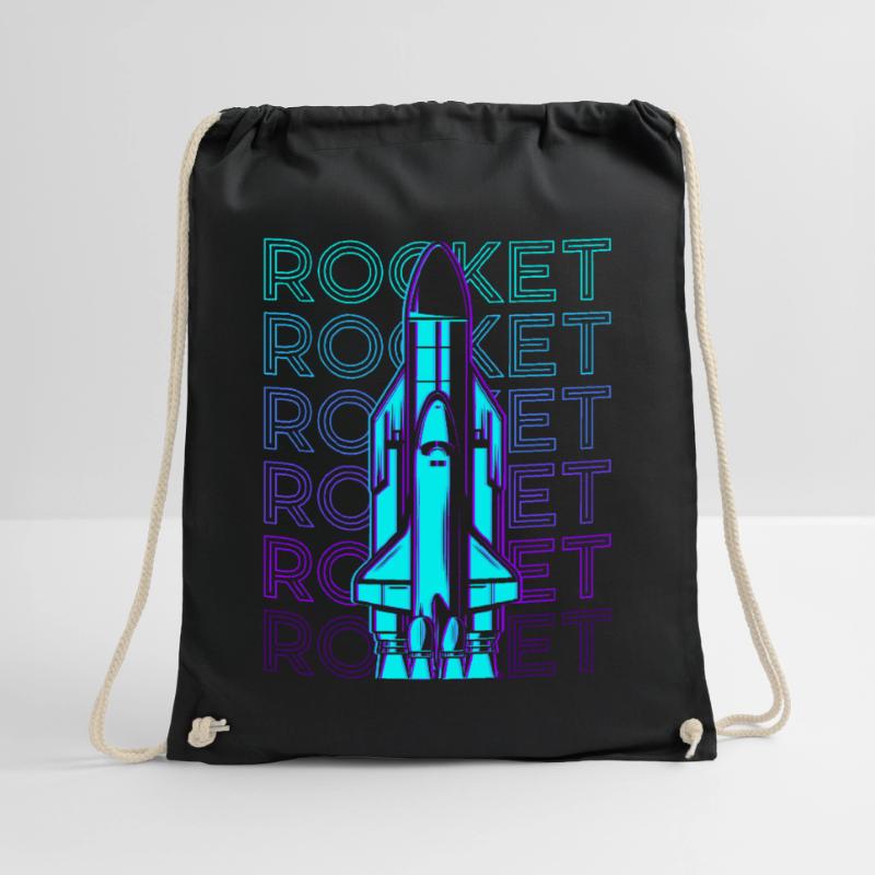 Rocket Spaceship Space Shuttle Retro Drawstring Bag