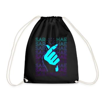 Kpop Finger Heart Saranghae Cœur Coréen Rétro - Sac de sport léger - noir - Devant