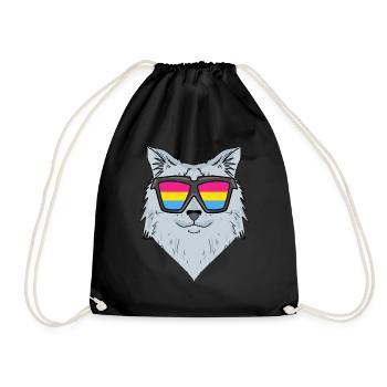 Chat sibérien pansexuel - Chat avec lunettes - Sac de sport léger - noir - Devant