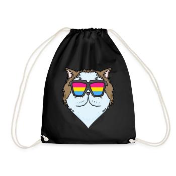 Pansexuell Perserkatze - Katze mit Brille - Turnbeutel - Schwarz - Vorne
