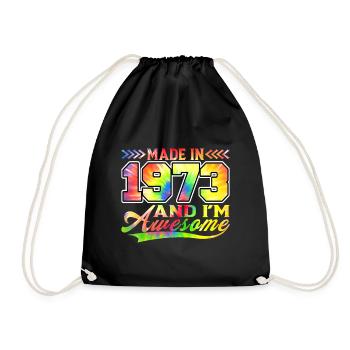 Fabriqué en 1973 et je suis génial Tie Dye coloré - Sac de sport léger - noir - Devant