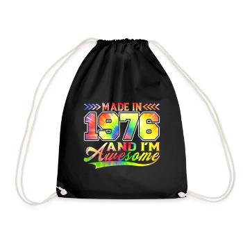 Fabriqué en 1976 et je suis génial Tie Dye coloré - Sac de sport léger - noir - Devant