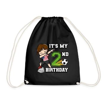 Garçon de football c’est mon 2ème anniversaire - Sac de sport léger - noir - Devant