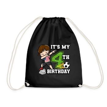 Fußballer Junge Ich bin schon 4th Geburtstag - Turnbeutel - Schwarz - Vorne