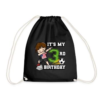 Football boy It's my 3rd birthday - Drawstring Bag - black - Front