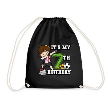 Fußballer Junge Ich bin schon 7th Geburtstag - Turnbeutel - Schwarz - Vorne