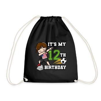 Garçon de football C’est mon 12e anniversaire - Sac de sport léger - noir - Devant