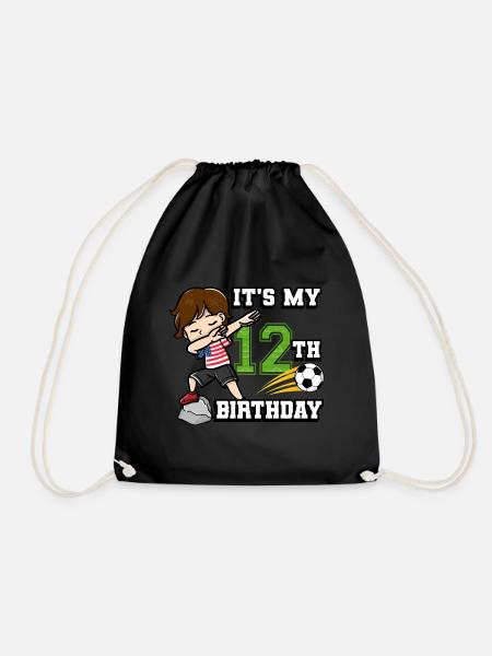 Fußball Junge Es Ist Mein 12. Geburtstag - Turnbeutel - Schwarz