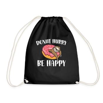 Donut Hurry Be Happy Sloth Lover | Donut Lover - Drawstring Bag - black - Front