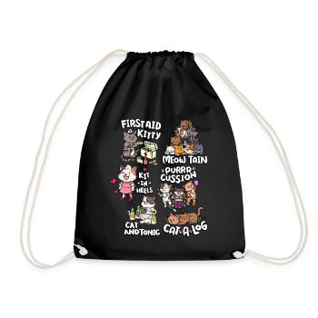 Jeu de mots mignon et drôle de chat | Chat mignon - Sac de sport léger - noir - Devant