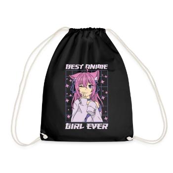 Best Anime Girl Ever | Anime Lover | Otaku Shirt - Drawstring Bag - black - Front