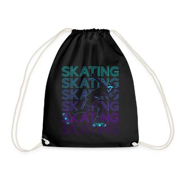 Schlittschuhlaufen Skater Skate Retro - Turnbeutel - Schwarz - Vorne