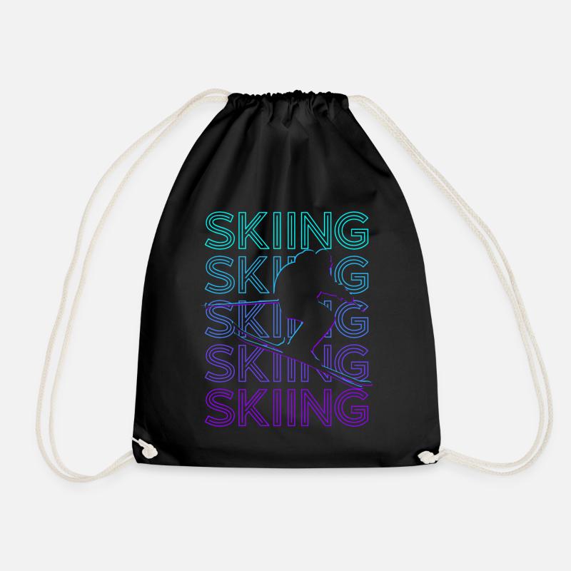 Skifahren Skifahrer Ski Retro - Turnbeutel - Schwarz