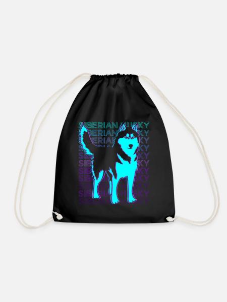 Siberian Husky Retro - Turnbeutel - Schwarz