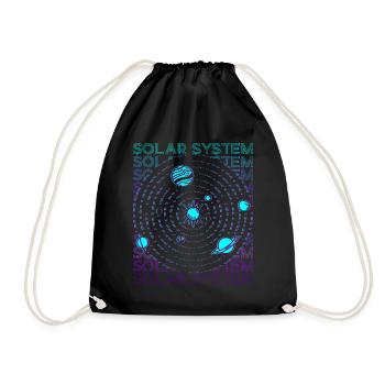 Sonnensystem Retro - Turnbeutel - Schwarz - Vorne