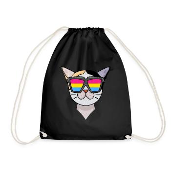 Pansexual Japanese Bobtail Longhair Cat - Drawstring Bag - black - Front
