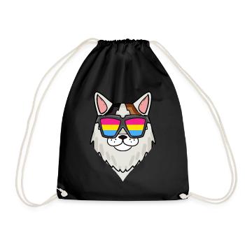 Pansexual Turkish Van - Cat with Glasses - Drawstring Bag - black - Front