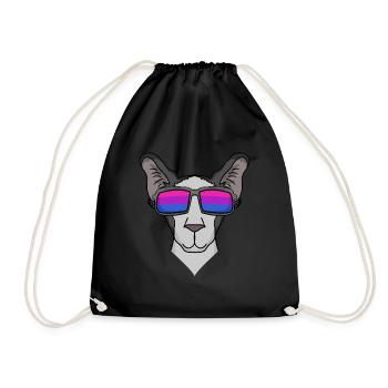 Bisexual Oriental Shorthair Cat Gift - Drawstring Bag - black - Front