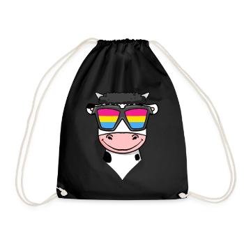 Pansexuell Kuh - Kuh mit Brille - Turnbeutel - Schwarz - Vorne