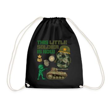 This little soldier is now 8 Army Tank 8. - Drawstring Bag - black - Front