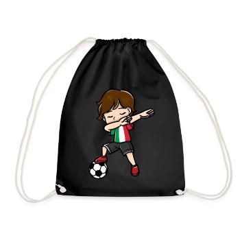 Dabbing Young Football Players Italian Flag - Drawstring Bag - black - Front