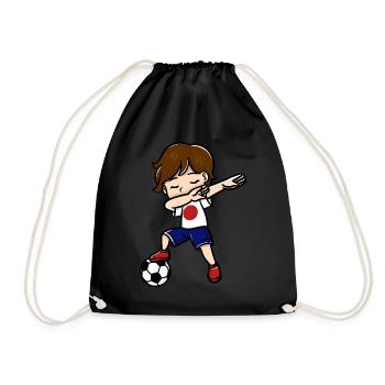 Dabbing Young Football Players Japanese Flag - Drawstring Bag - black - Front