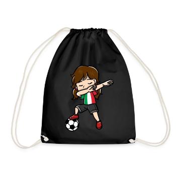 Dabbing Girl Football Player Italian Flag - Drawstring Bag - black - Front