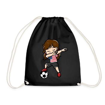 Dabbing Girl Soccer Player American Flag - Drawstring Bag - black - Front