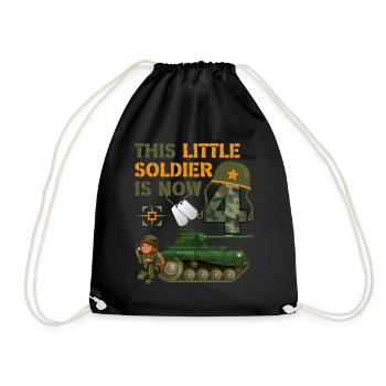 This little soldier is now 4 Army Tank 4. - Drawstring Bag - black - Front