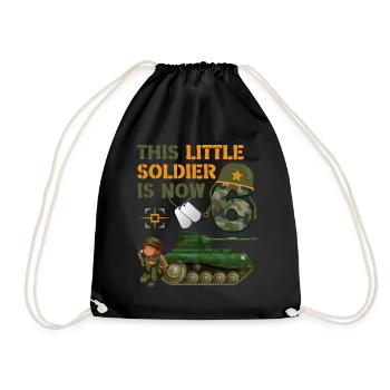 This little soldier is now 6 Army Tank 6. - Drawstring Bag - black - Front