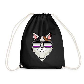 Asexual Lgbt Turkish Van Cat Asexuality - Drawstring Bag - black - Front