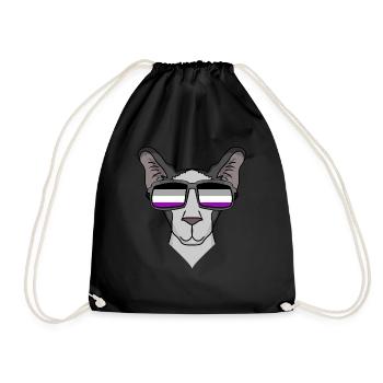 Asexual Lgbt Oriental Shorthair Cat Asexuali - Drawstring Bag - black - Front