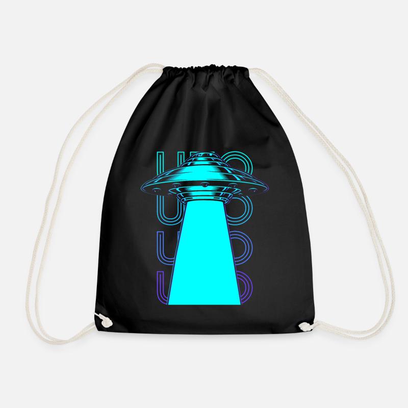 Ufo Alien Abduction Retro - Drawstring Bag - black