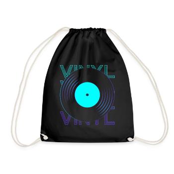 Vinyl Record Vinyl Record Player Phon - Drawstring Bag - black - Front
