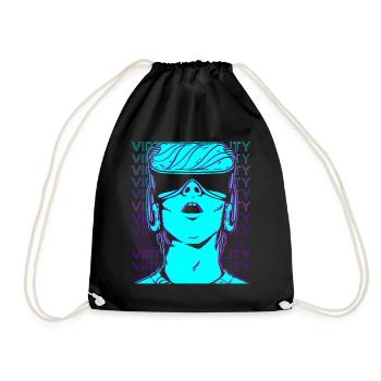 VR Virtual Reality Gamer Retro - Drawstring Bag - black - Front