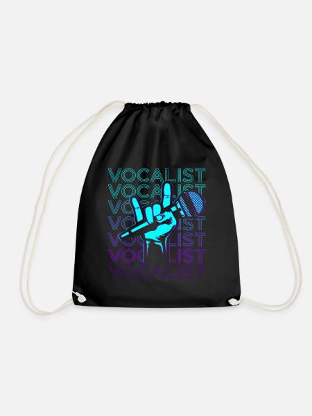 Singer Singer Musician Rockshield Microphone - Drawstring Bag - black