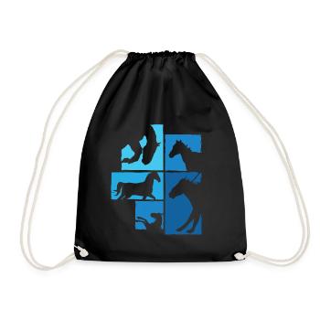Horses, riders, equestrian design - Drawstring Bag - black - Front
