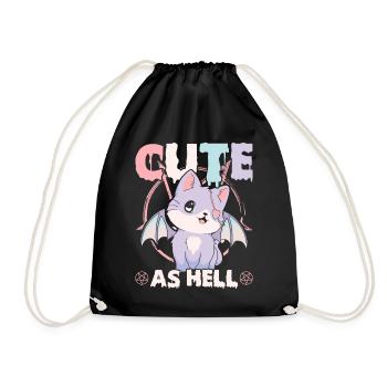 Lustige Cult Pastell Goth Katze Pentagramm Niedlic - Turnbeutel - Schwarz - Vorne