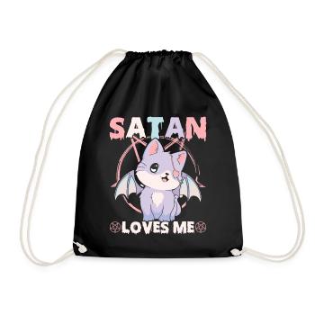 Drôle de culte Pastel Goth Cat Pentagram - Sac de sport léger - noir - Devant