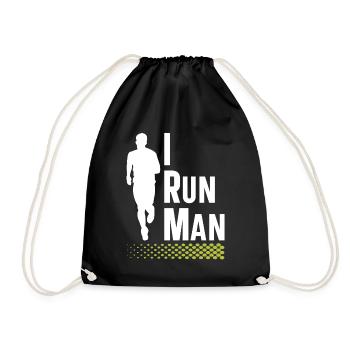 I Run Man | Running clothing | Fitness Shirt | - Drawstring Bag - black - Front