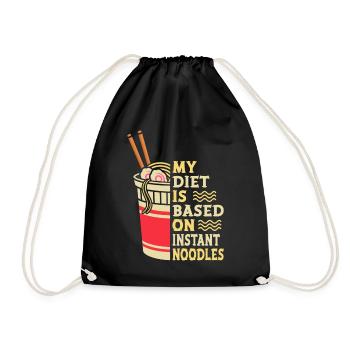 My Diet Is Instant Noodles | Ramen Lover Shirt | - Drawstring Bag - black - Front